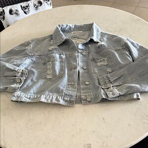 Light Blue Distressed Jean Jacket